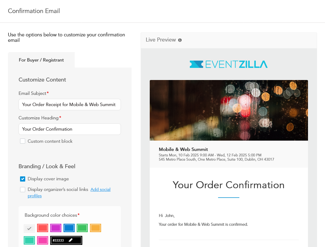 How do I customize Eventbrite emails?